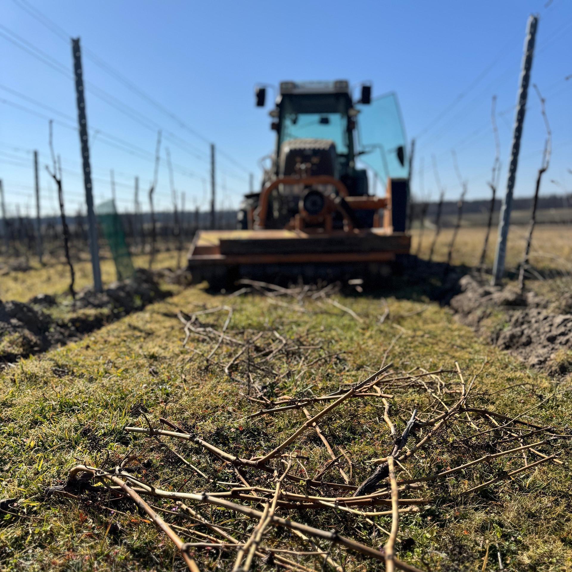 Ein Traktor im Weingarten